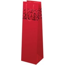 10 Stück Flaschentüten "Bouquet red", mit Kordel