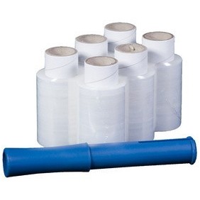 1 Pack a´6 Rollen Mini-Stretchfolien-Set, (B)100 mm x (L)150 m, 17 my