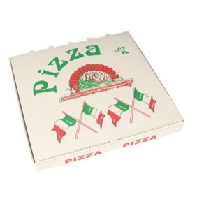 Pizzakartons, 400 Stück, Cellulose eckig 24 cm x 24 cm x 3 cm "Italienische Flagge"