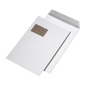 125 Stück MAILmedia Papprückwandtaschen C4, mit Fenster, weiß